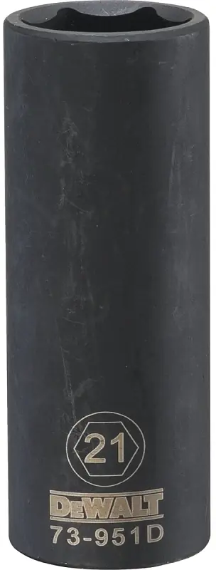 Metric Deep Impact Socket, 6-Point, Black Oxide, 1/2 In. Drive, 21mm