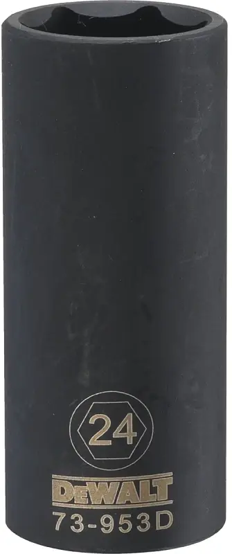 Metric Deep Impact Socket, 6-Point, Black Oxide, 1/2 In. Drive, 24mm