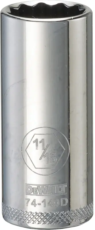 SAE Socket, Deep, 12-Point, 11/16 In., 3/8 In. Drive