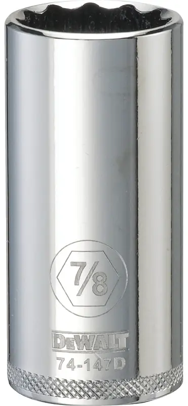 SAE Socket, Deep, 12-Point, 7/8 In., 3/8 In. Drive