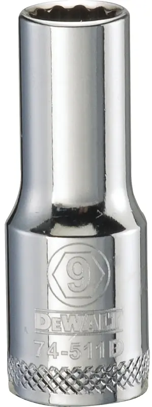 Metric Deep Socket, 12-Point, 3/8 In. Drive, 9mm
