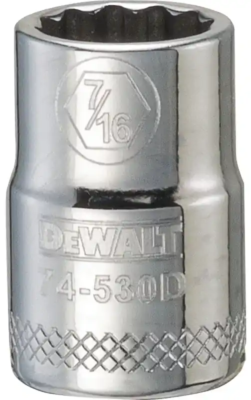 SAE Socket, Shallow, 12-Point, 7/16 In., 3/8 In. Drive