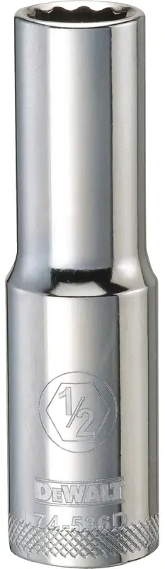 SAE Deep Socket, 12-Point, 1/2 In. Drive, 1/2 In.