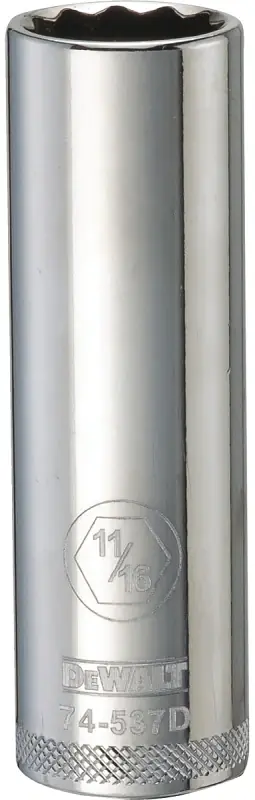 SAE Deep Socket, 12-Point, 1/2 In. Drive, 11/16 In.