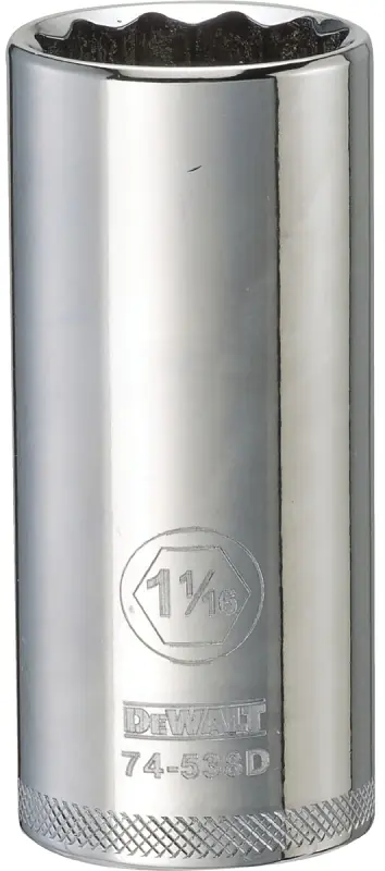 SAE Deep Socket, 12-Point, 1/2 In. Drive, 1-1/16 In.