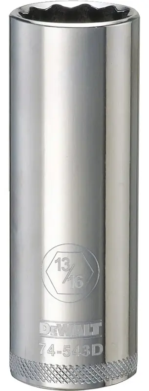 SAE Socket, Deep, 12-Point, 13/16 In., 1/2 In. Drive