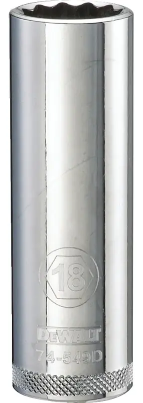 Metric Deep Socket, 12-Point, 1/2 In. Drive, 18mm