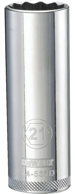 Metric Deep Socket, 12-Point, 1/2 In. Drive, 21mm