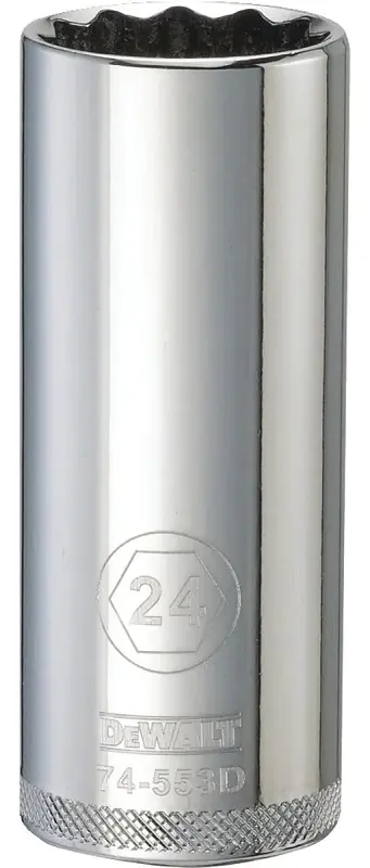 Metric Deep Socket, 12-Point, 1/2 In. Drive, 24mm
