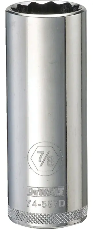 SAE Socket, Deep, 12-Point, 7/8 In., 1/2 In. Drive