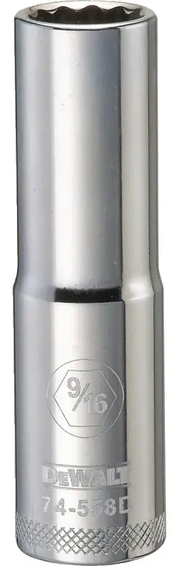 SAE Socket, Deep, 12-Point, 9/16 In., 1/2 In. Drive