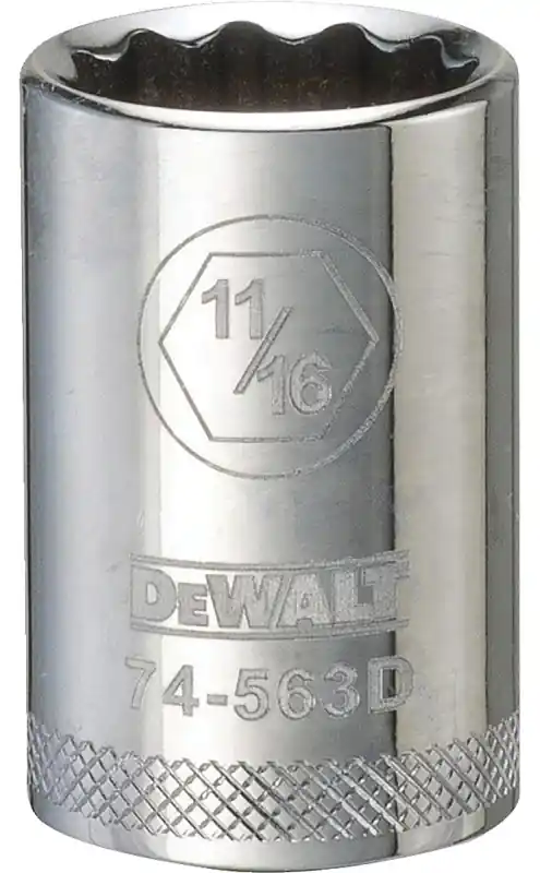 SAE Socket, Shallow, 12-Point, 11/16 In., 1/2 In. Drive