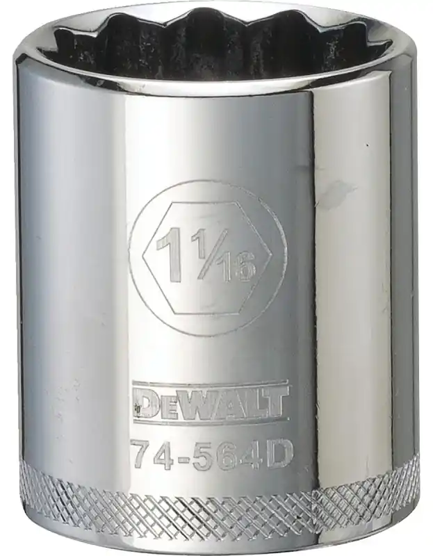 SAE Socket, Shallow, 12-Point, 1-1/16 In., 1/2 In. Drive