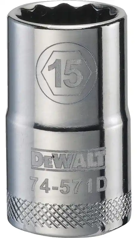 Metric Shallow Socket, 12-Point, 1/2 In. Drive, 15mm