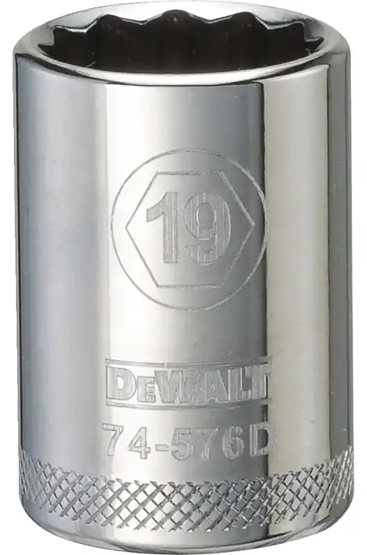Metric Shallow Socket, 12-Point, 1/2 In. Drive, 19mm