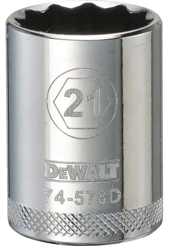 Metric Shallow Socket, 12-Point, 1/2 In. Drive, 21mm