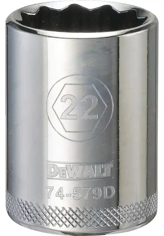 Metric Shallow Socket, 12-Point, 1/2 In. Drive, 22mm