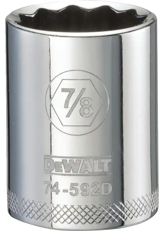 SAE Socket, Shallow, 12-Point, 7/8 In., 1/2 In.