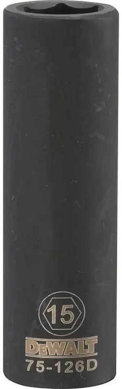 Metric Deep Impact Socket, 6-Point, Black Oxide, 1/2 In. Drive, 15mm