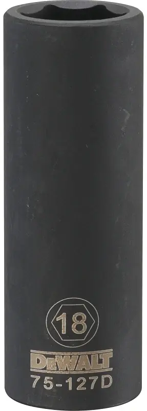 Metric Deep Impact Socket, 6-Point, Black Oxide, 1/2 In. Drive, 18mm