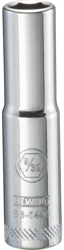 SAE Socket, Deep, 6-Point, 9/32 In., 1/4 In. Drive