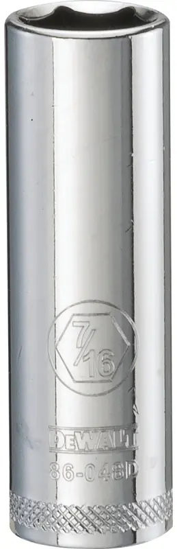 SAE Socket, Deep, 6-Point, 7/16 In., 1/4 In. Drive