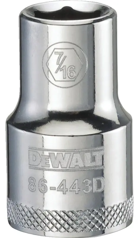 SAE Socket, Shallow, 6-Point, 7/16 In., 1/2 In. Drive