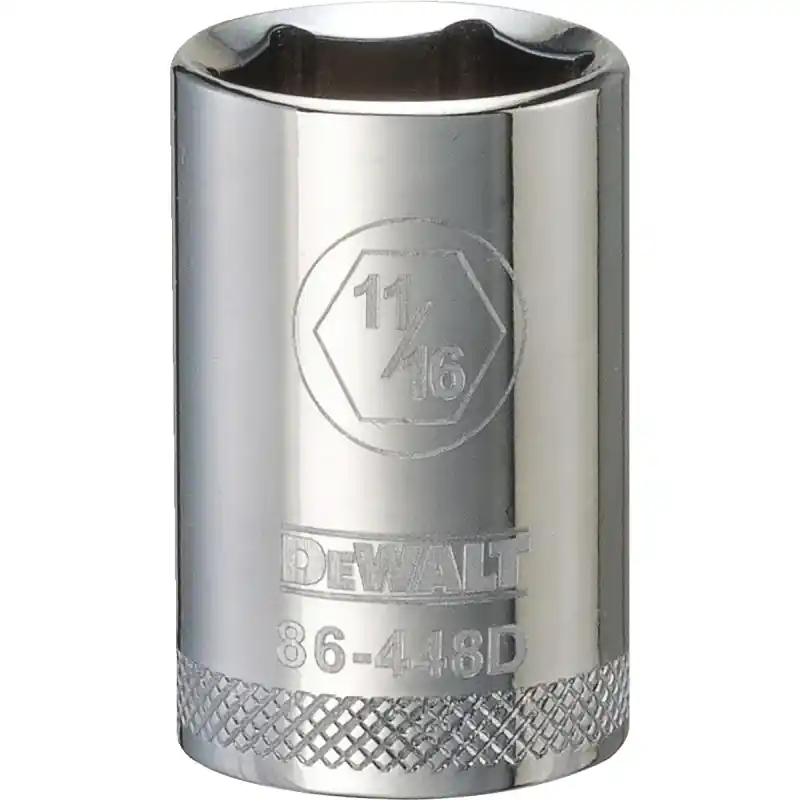 SAE Socket, Shallow, 6-Point, 11/16 In., 1/2 In. Drive