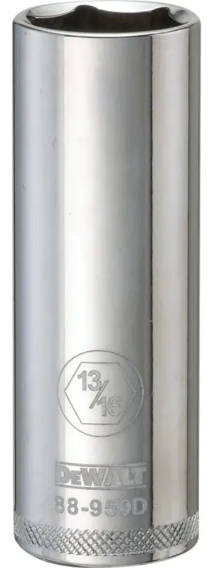 SAE Deep Socket, 6-Point, 1/2 In. Drive, 13/16 In.