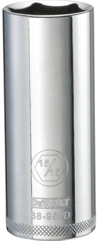 SAE Deep Socket, 6-Point, 1/2 In. Drive, 15/16 In.