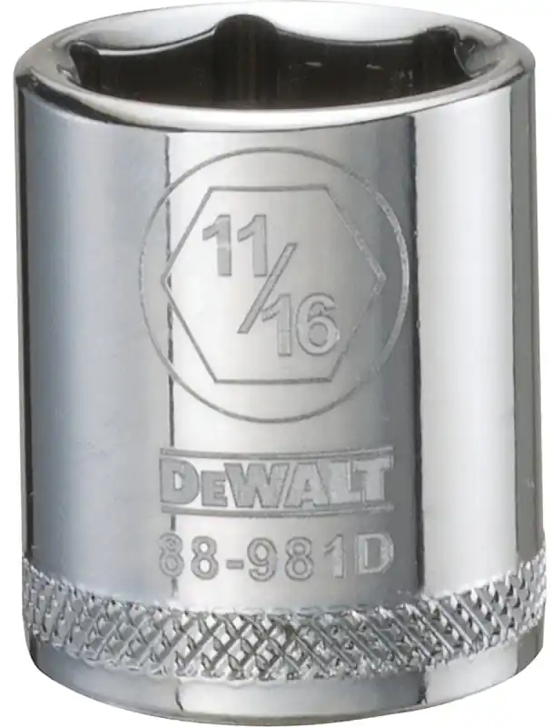 SAE Socket, Shallow, 6-Point, 11/16 In., 3/8 In. Drive