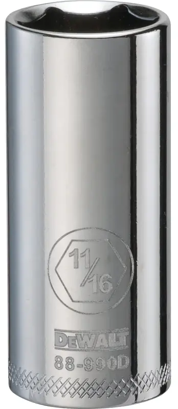 SAE Socket, Deep, 6-Point, 11/16 In., 3/8 In. Drive