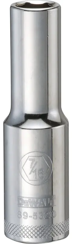 SAE Socket, Deep, 6-Point, 7/16 In., 1/2 In. Drive