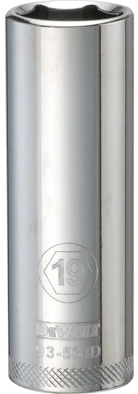 Metric Deep Socket, 6-Point, 1/2 In. Drive, 19mm
