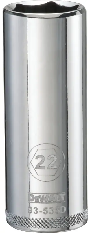 Metric Deep Socket, 6-Point, 1/2 In. Drive, 22mm