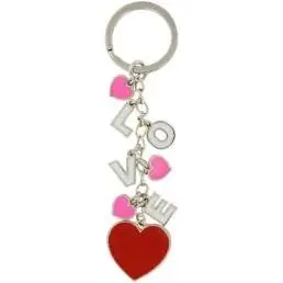 Love Charm Keychain - 3 Piece Set With Dangling Charms