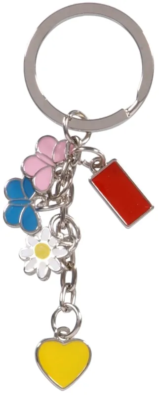 The Hillman Group Key Chains Heart, Butterfly And Flower Charms Key Chain (3-Pack) Assorted Colors 711621