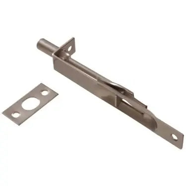 The Hillman Group The Hillman Group 853113 6‘ Flush Bolt- Solid Brass/Satin Nickel Finish 1-Pack
