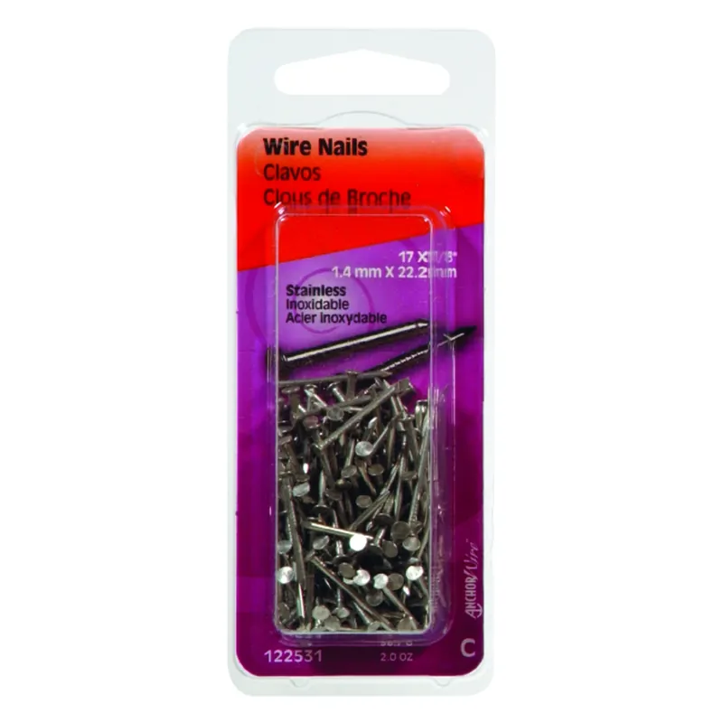 HILLMAN 17 Ga. X 7/8 In. L Stainless Steel Wire Nails 1 Pk 2 Oz