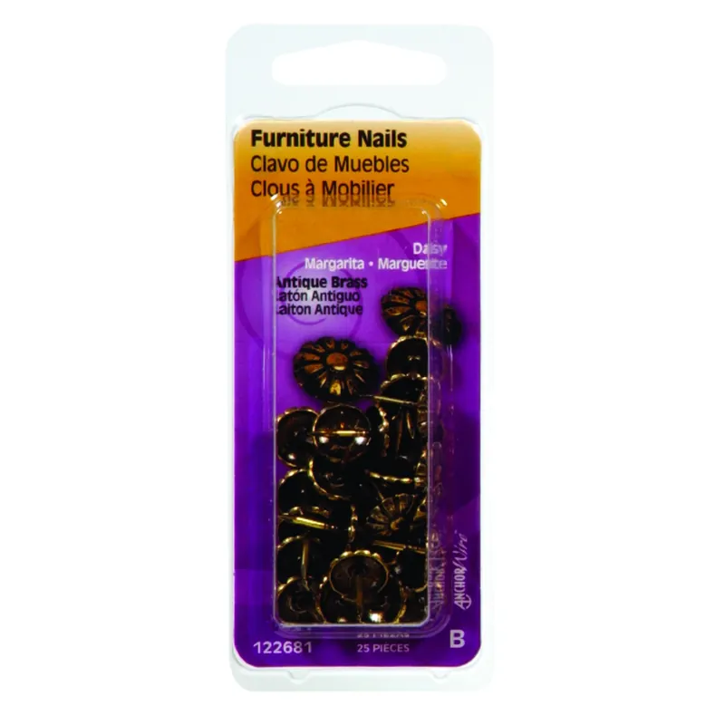 HILLMAN No. 64 Size Antique Brass Brass Furniture Nails 25 Pk