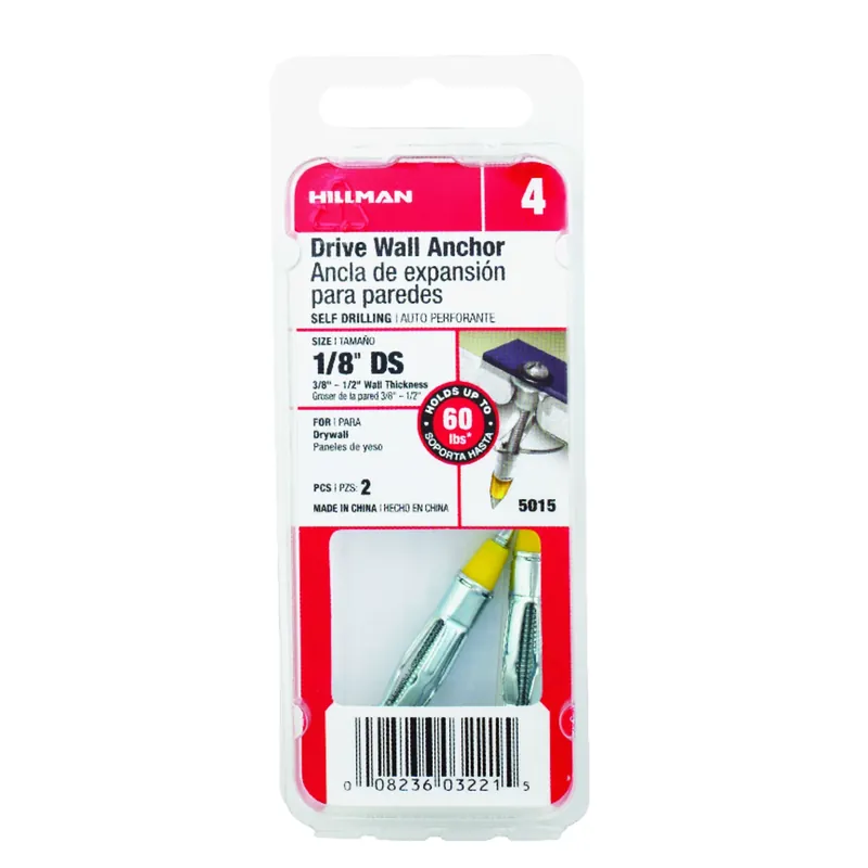 HILLMAN 0.52 In. D X 1/8 X-short In. L Metal Pan Head Drive Wall Anchors 2 Pk