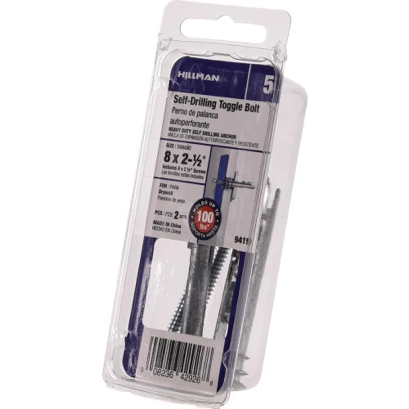 HILLMAN 0.62 In. D X 2-1/2 In. L Steel Pan Head Self Drilling Toggle Bolt 2 Pc