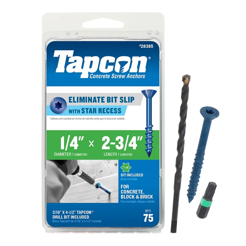 Tapcon 1/4 In. In. X 2-3/4 In. L Star Flat Head High/Low Concrete Screws
