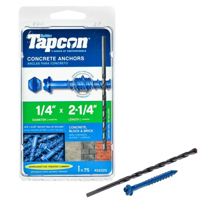 Tapcon 1/4 In. D X 2-1/4 In. L Steel Hex Head Concrete Screw Anchor 1 Pk