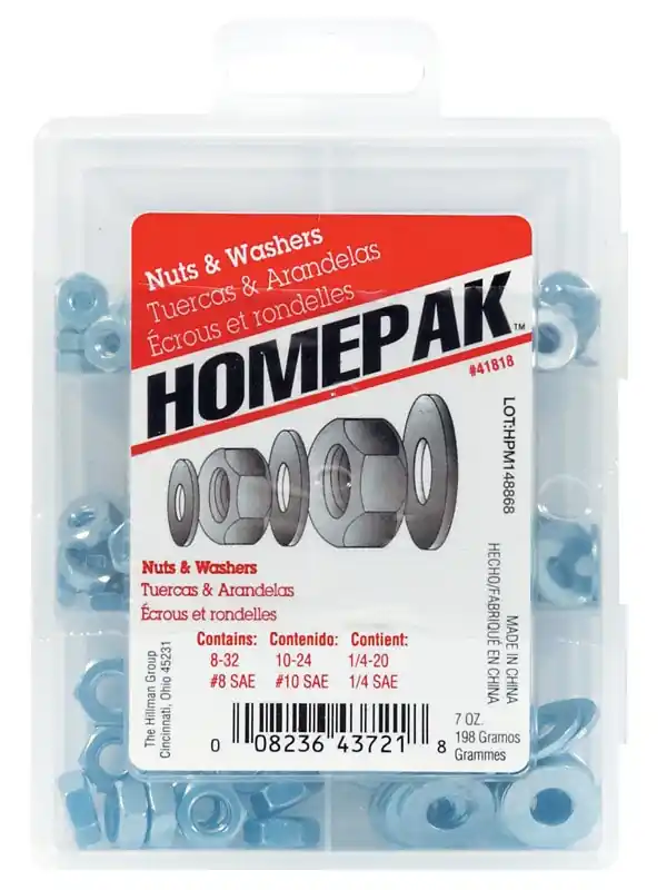 HILLMAN Zinc-Plated Steel Various Sizes Nut And Washer Kit 6 Pk