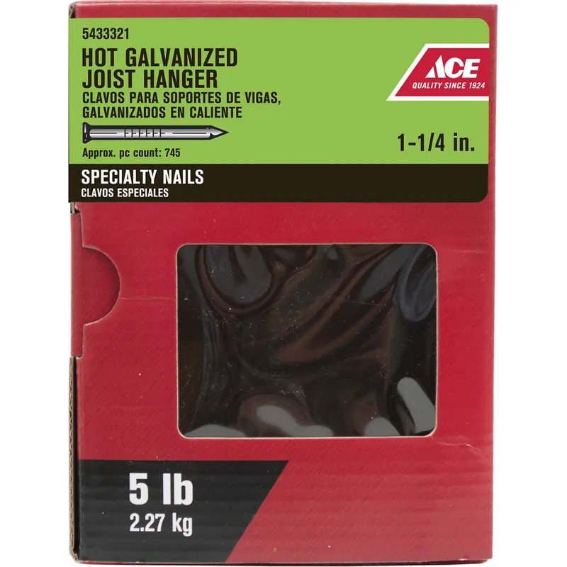 Ace 1-1/4 In. L Joist Hanger Steel Nail Annular Ring Shank 1 Pk 5 Lb.