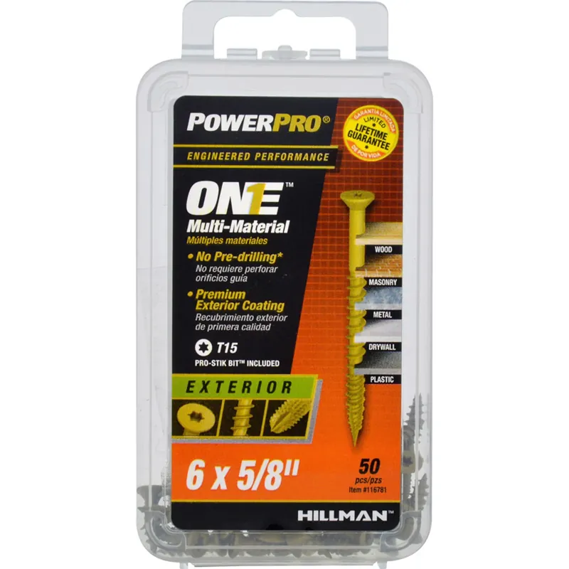 HILLMAN Power Pro No. 6 Ga. X 5/8 In. L Star Flat Head Coarse Multi-Material Screws