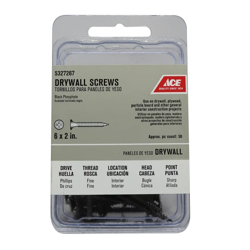 Ace No. 6 X 2 In. L Phillips Bugle Head Black Phosphate Steel Drywall Screws 50 Pk