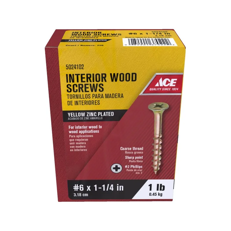 Grip-Rite No. 6 X 1-1/4 In. L Phillips Yellow Zinc Wood Screws 1 Lb. 238 Pk - Total Qty 1