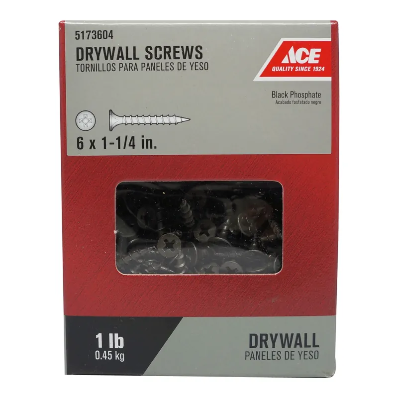 Ace No. 6 X 1-1/4 In. L Phillips Bugle Head Black Phosphate Steel Drywall Screws 1 Lb. 288 Pk